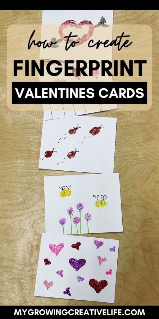 glitter fingerprint valentines cards