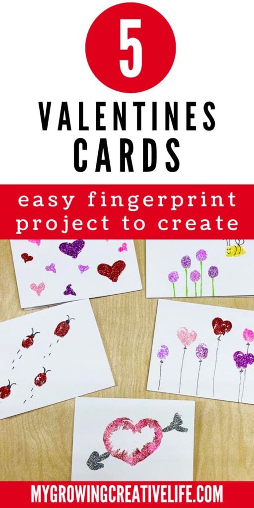 glitter fingerprint valentines cards