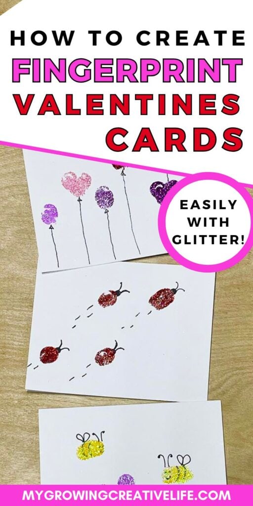 glitter fingerprint valentines cards
