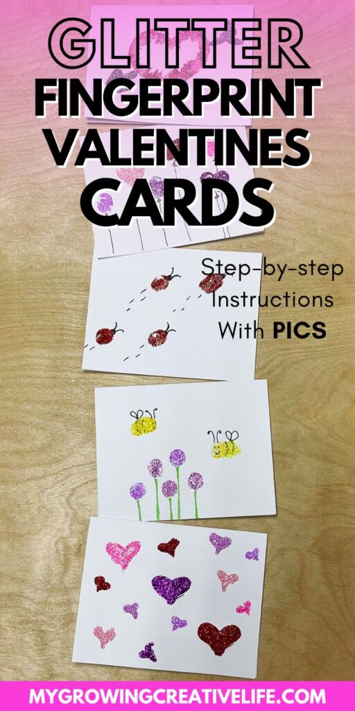 glitter fingerprint valentines cards