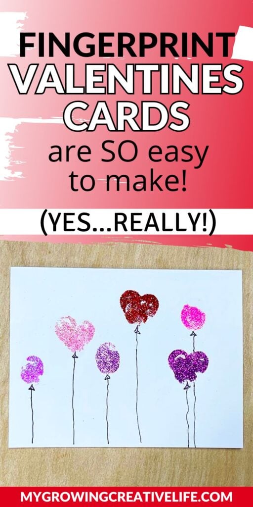 glitter fingerprint valentines cards