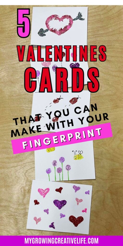 glitter fingerprint valentines cards