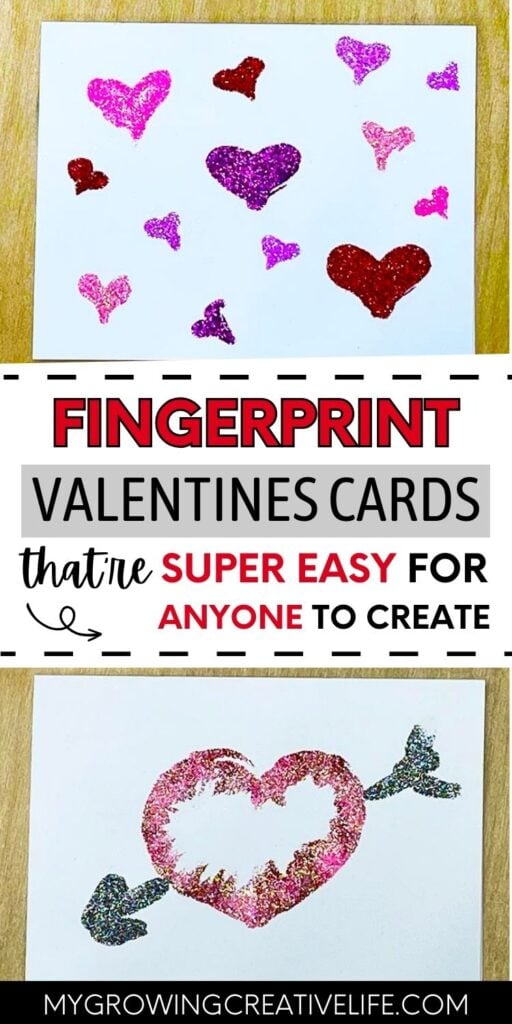 glitter fingerprint valentines cards