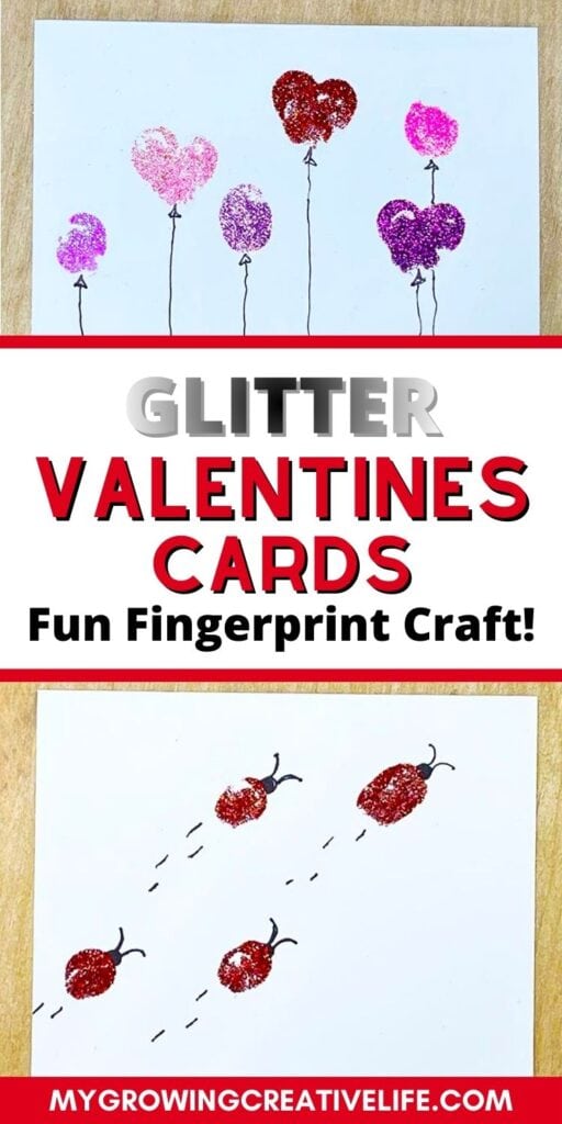 glitter fingerprint valentines cards