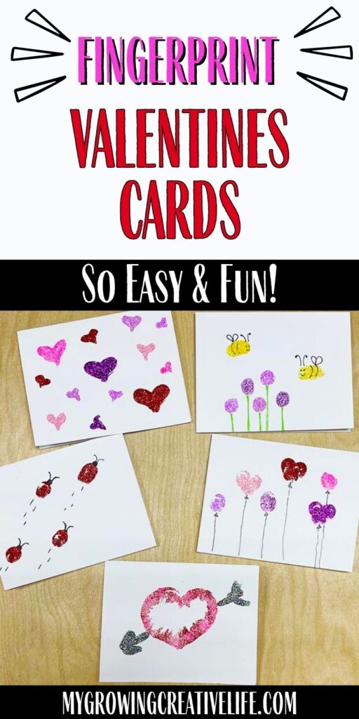 glitter fingerprint valentines cards
