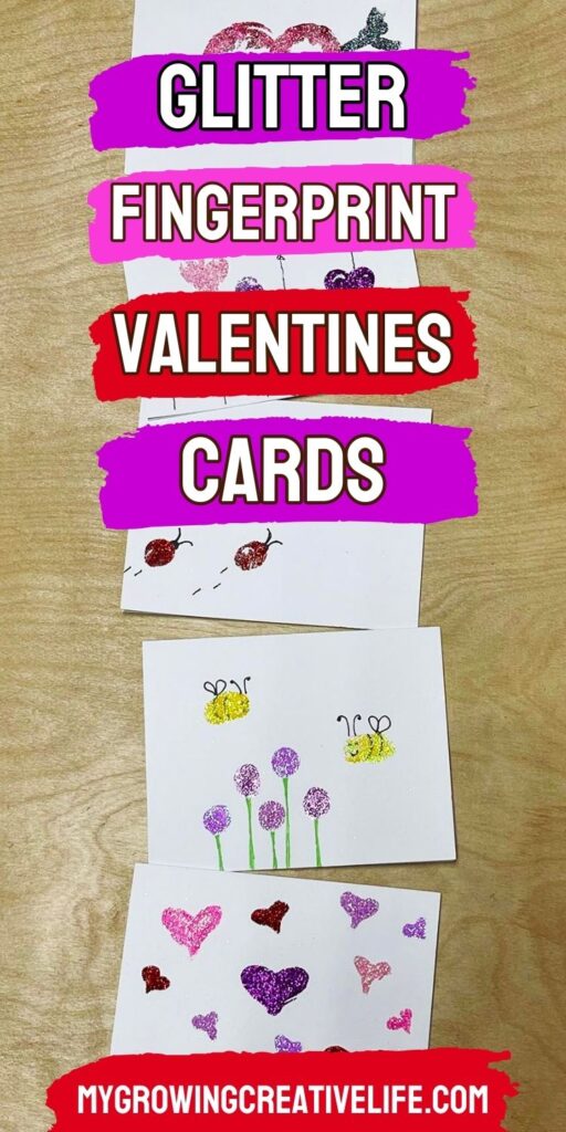 glitter fingerprint valentines cards