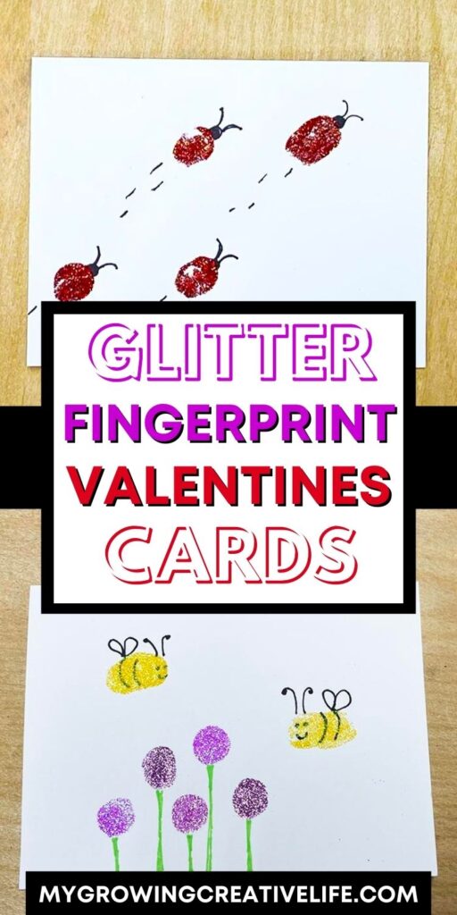 glitter fingerprint valentines cards
