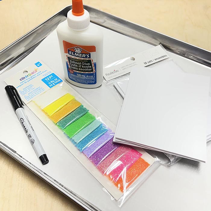 Supplies for fingerprint valentines cards