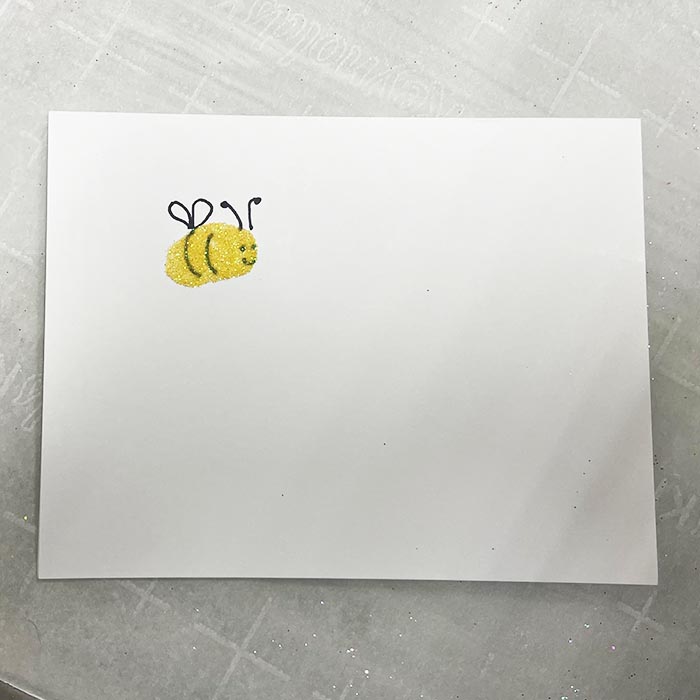 Adding yellow glitter fingerprint body to bumblebee