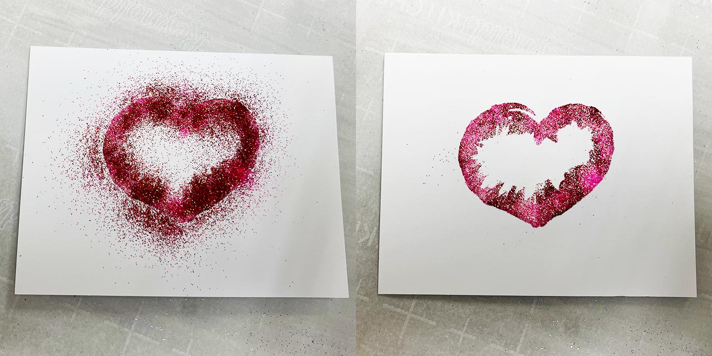 Adding glitter to heart
