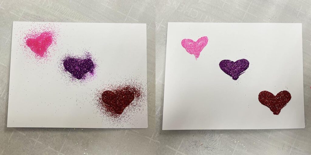 Adding glitter to the hearts