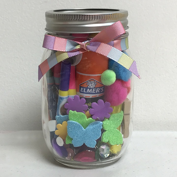 Finished Crafty Mason Jar Gift For Kids