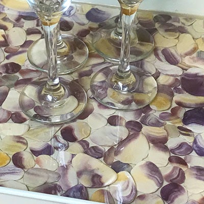 Finished beach shells serving tray