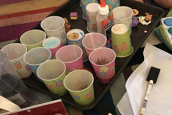 Excess glitter in paper cups