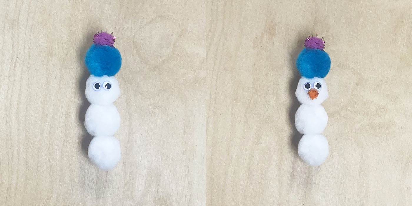 Googly Eyes And Pom Pom Nose Added To Snowman