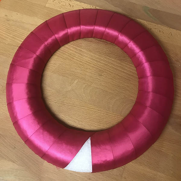 Ribbon not completely wrapped around wreath