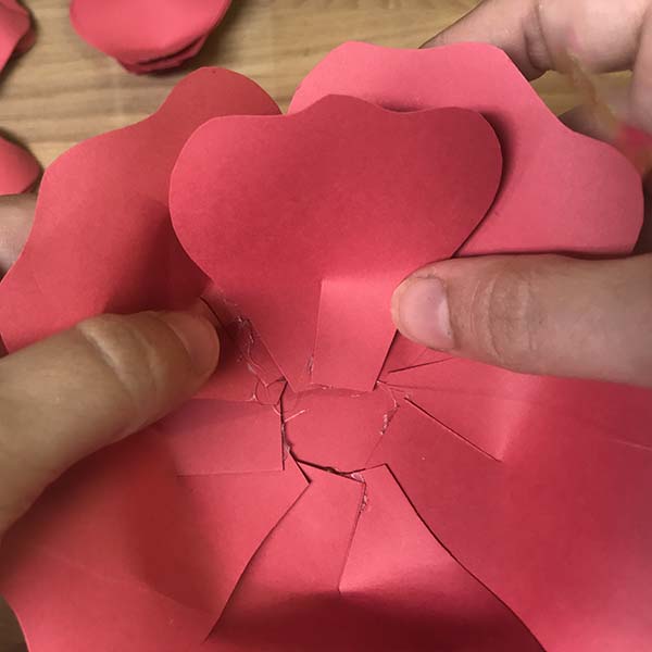 Starting second layer of paper flower