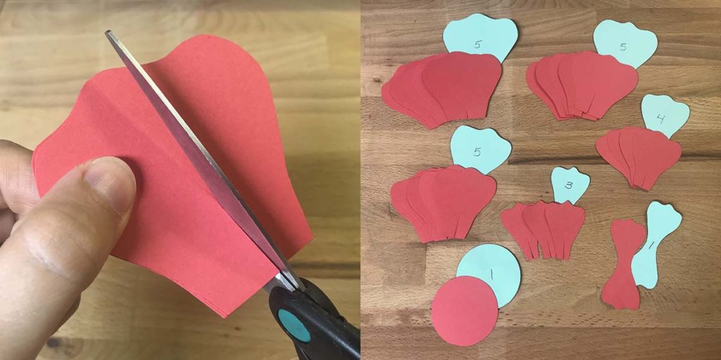 Cutting slits in petals