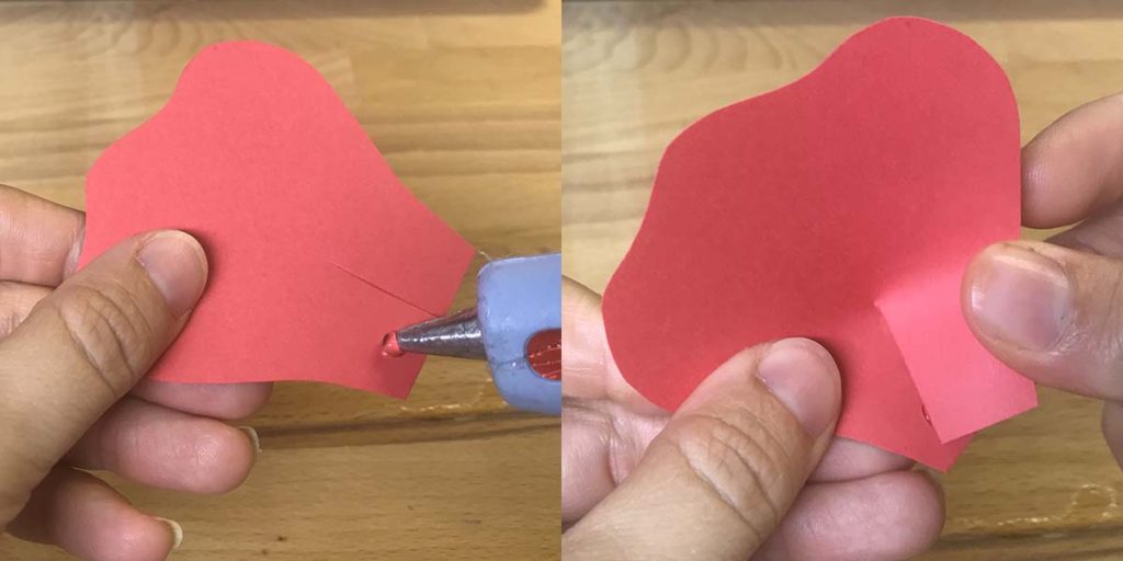 Gluing bottom of paper flower petals