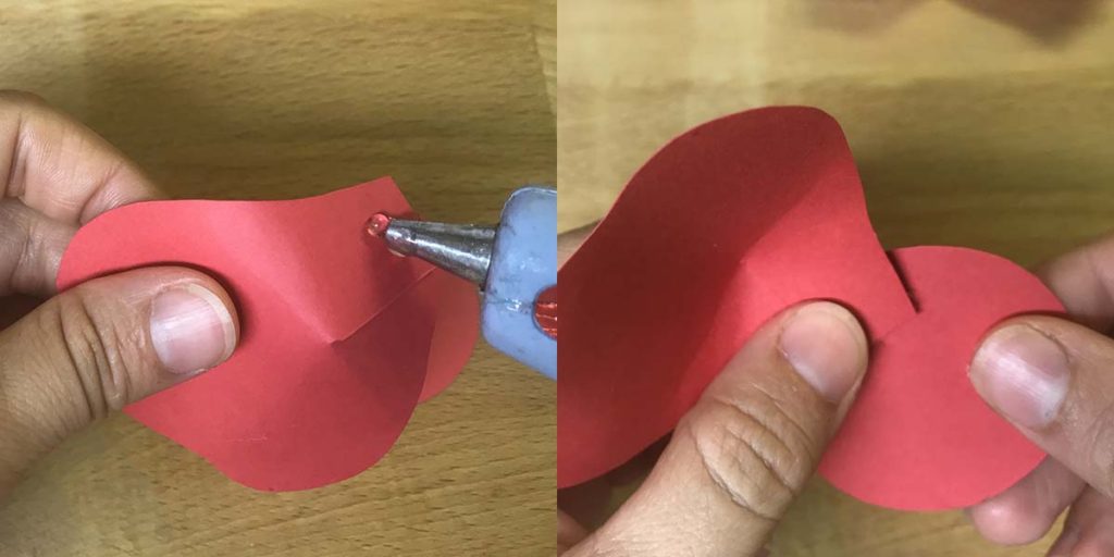 Gluing paper petals to circle base