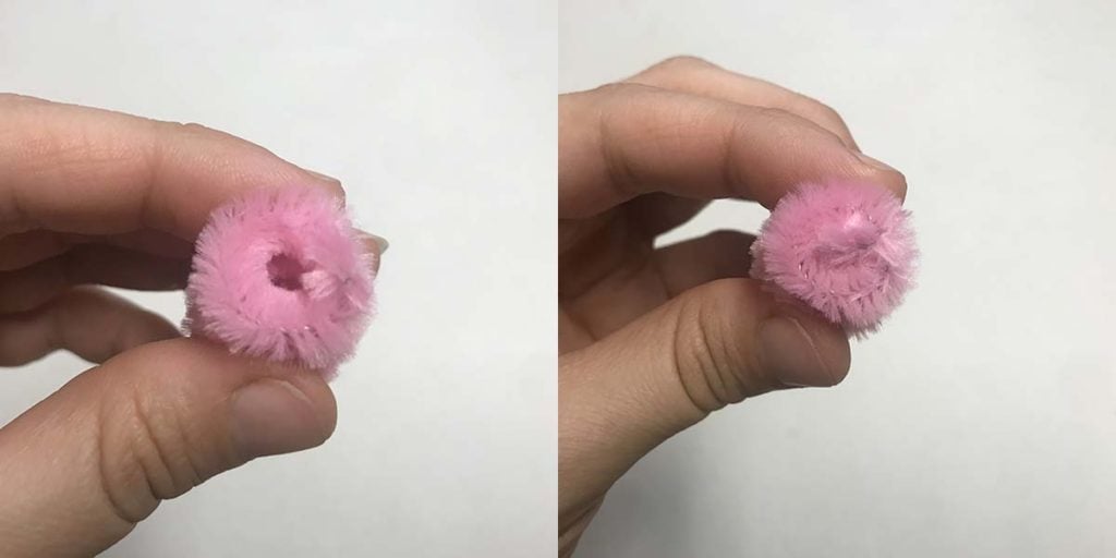 Bending end of pipe cleaner to cover opening where pen was