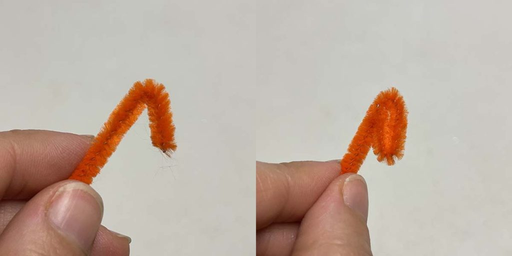 Bending pipe cleaner to make turkey beak