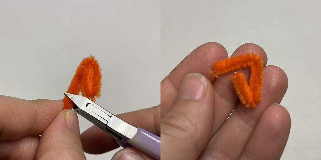 Cutting pipe cleaner to create turkey beak
