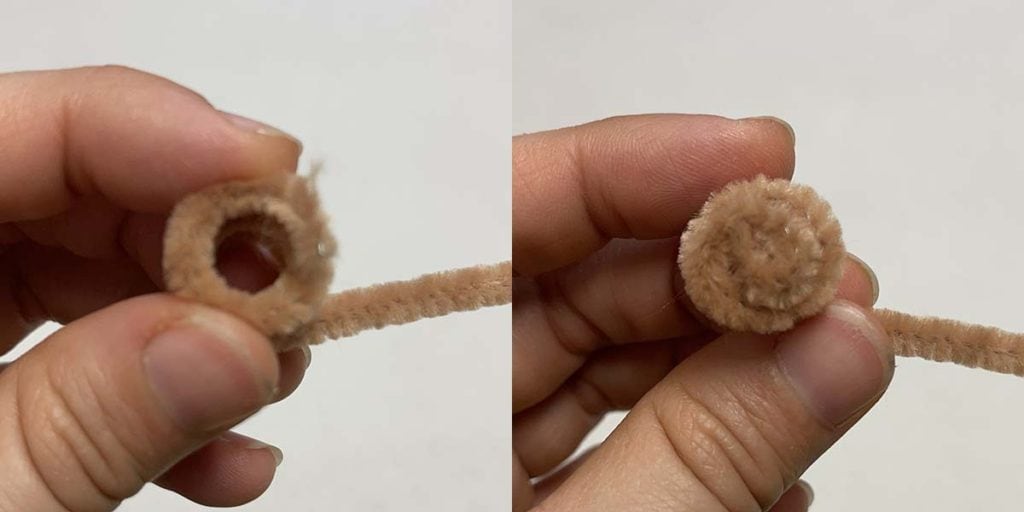 Bending end of pipe cleaner to cover the opening where the pen was