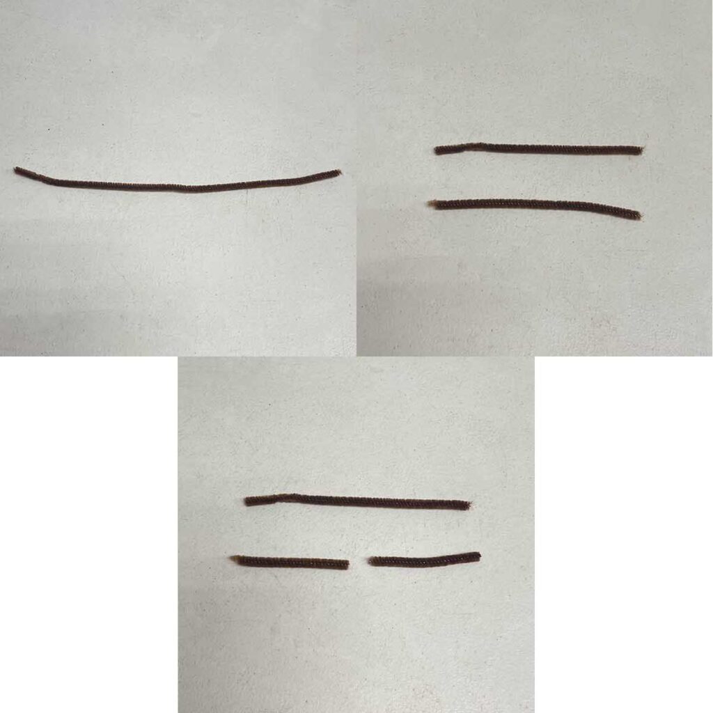 Cutting pipe cleaner for reindeer antlers