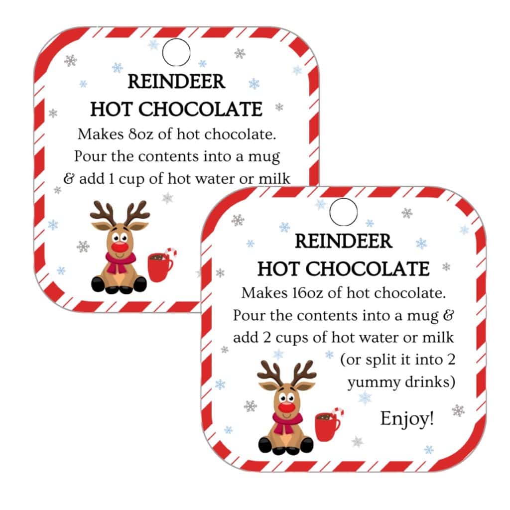 Reindeer Hot Chocolate Cone Tag 1 on Etsy