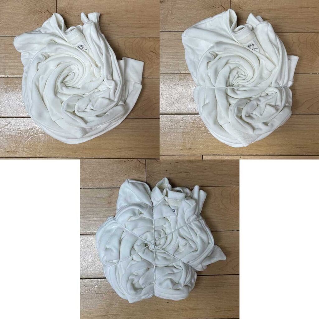 securing sweatshirt with rubber bands