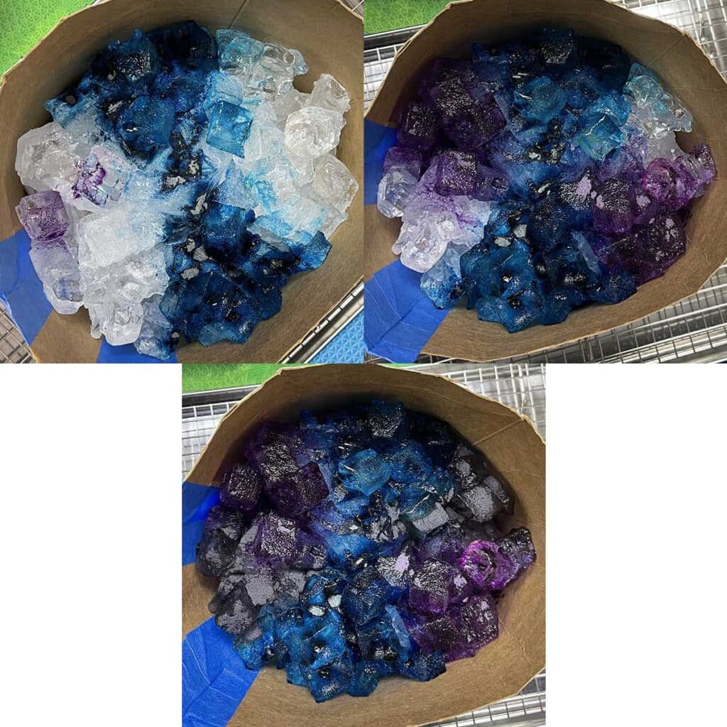 Adding dye for ice dyeing