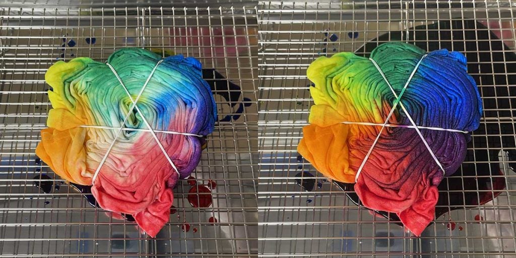 Adding dye to second side of shirt