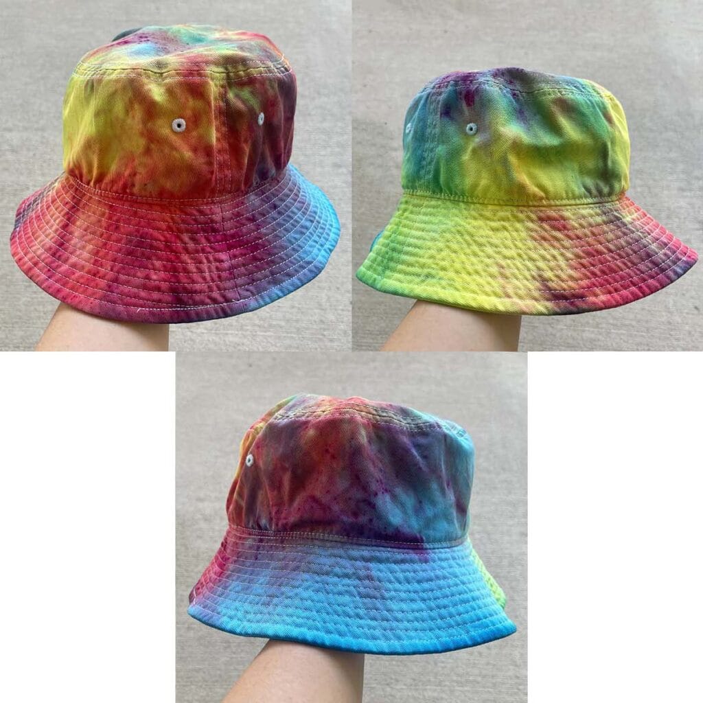 3 color spiral tie dye bucket hat
