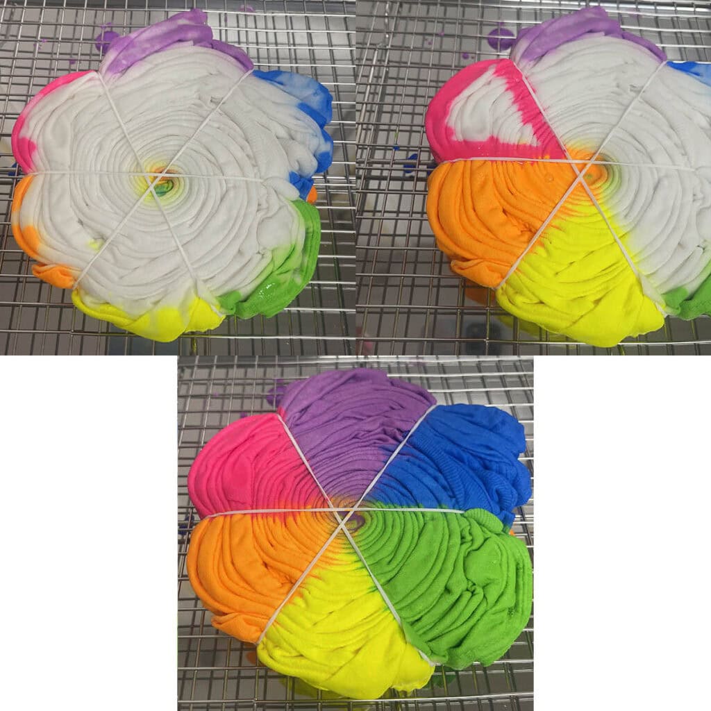adding dye to second side of shirt