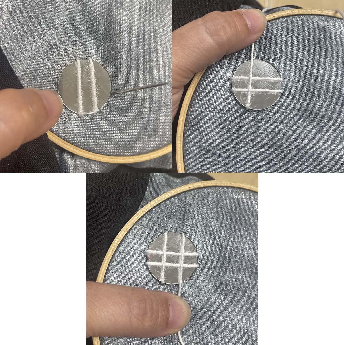 Creating second set of stitches to secure mirror