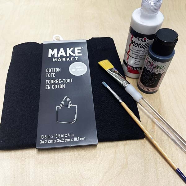 supplies for painted ghost trick or treat bag