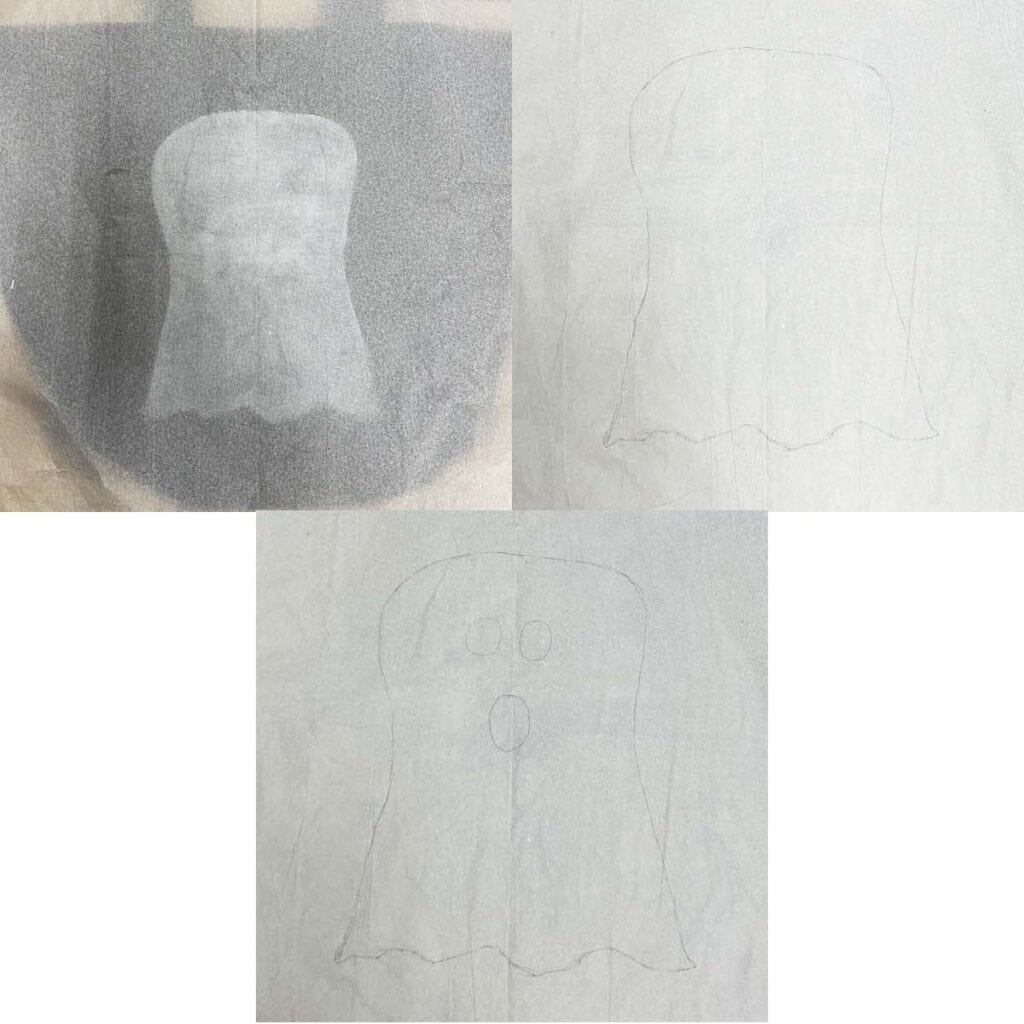 Tracing ghost shape onto tissue paper