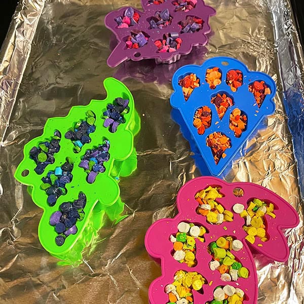 Crayons in molds ready for melting