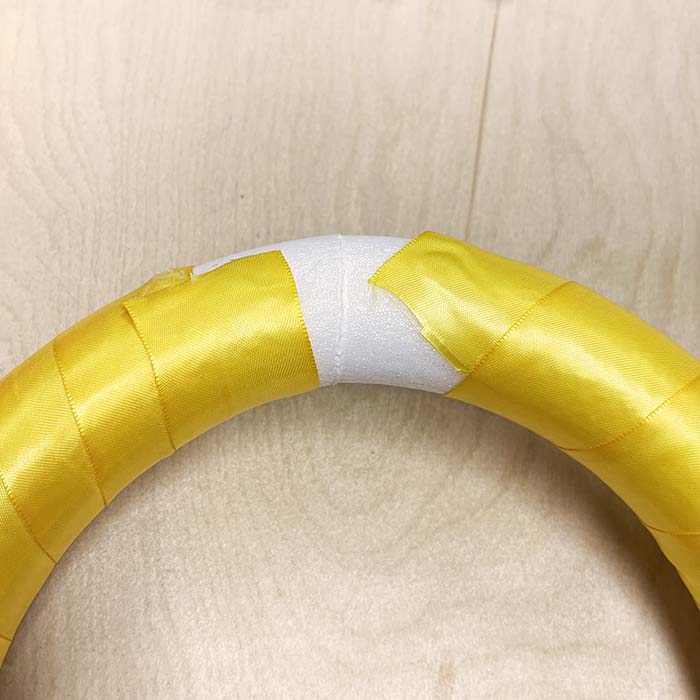 Ribbon not completely wrapped around wreath