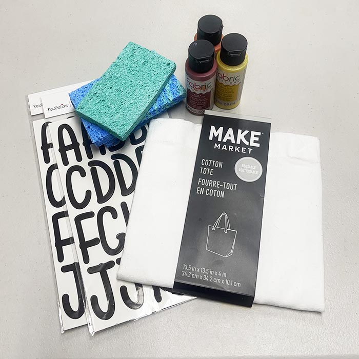 Supplies For Fall And Thankful Painted Tote Bag