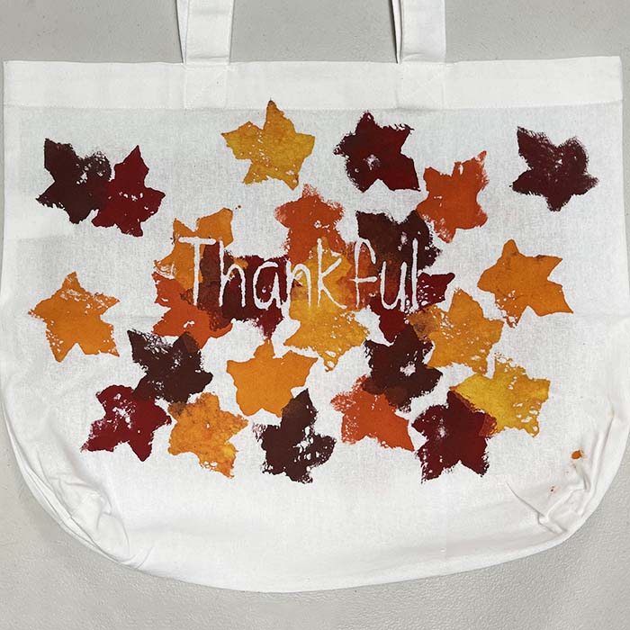 Thankful bag after letter stickers are removed
