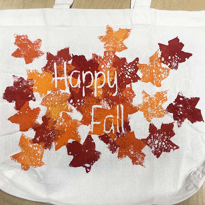 Happy Fall bag after letter stickers are removed