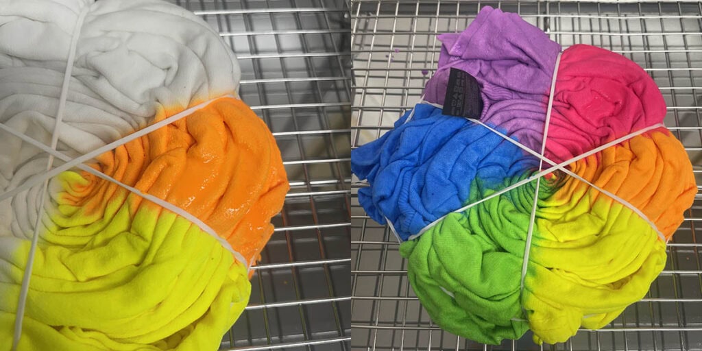 Dyeing The Front Side Of The Shirt With Neon Tie Dye