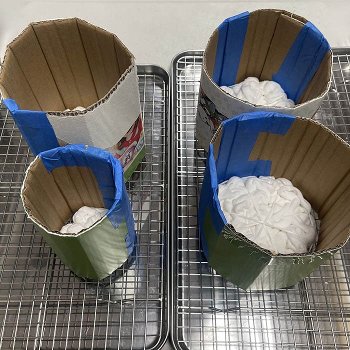 Placing cardboard rings around baby items