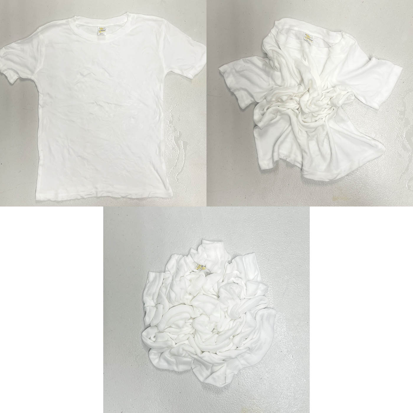 creating crumple tie dye pattern with toddler Tshirt