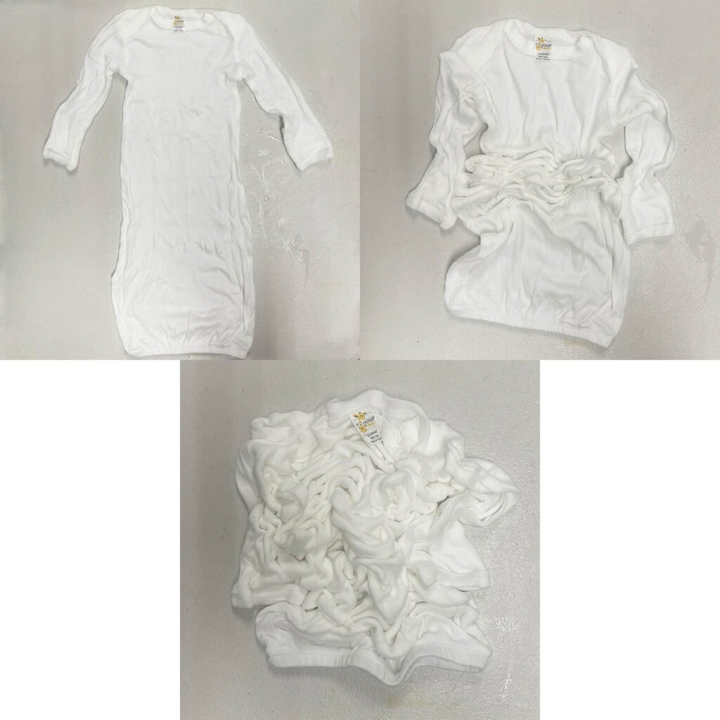 creating crumple tie dye pattern with baby nightgown