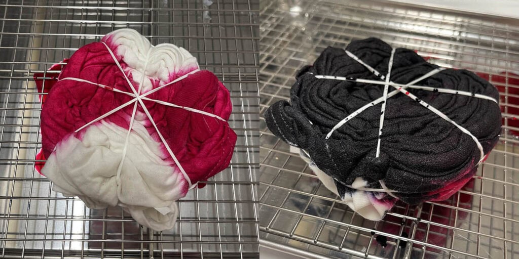 Dyeing the spider tie dye pattern