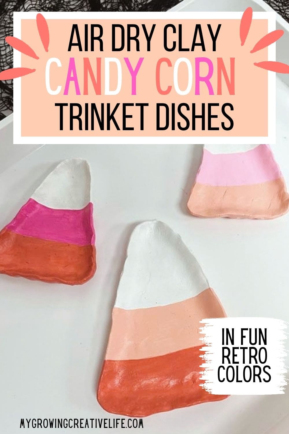 air dry clay candy corn dishes