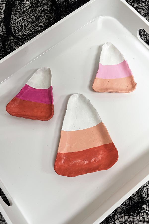Candy corn dishes with additional coat(s) of paint